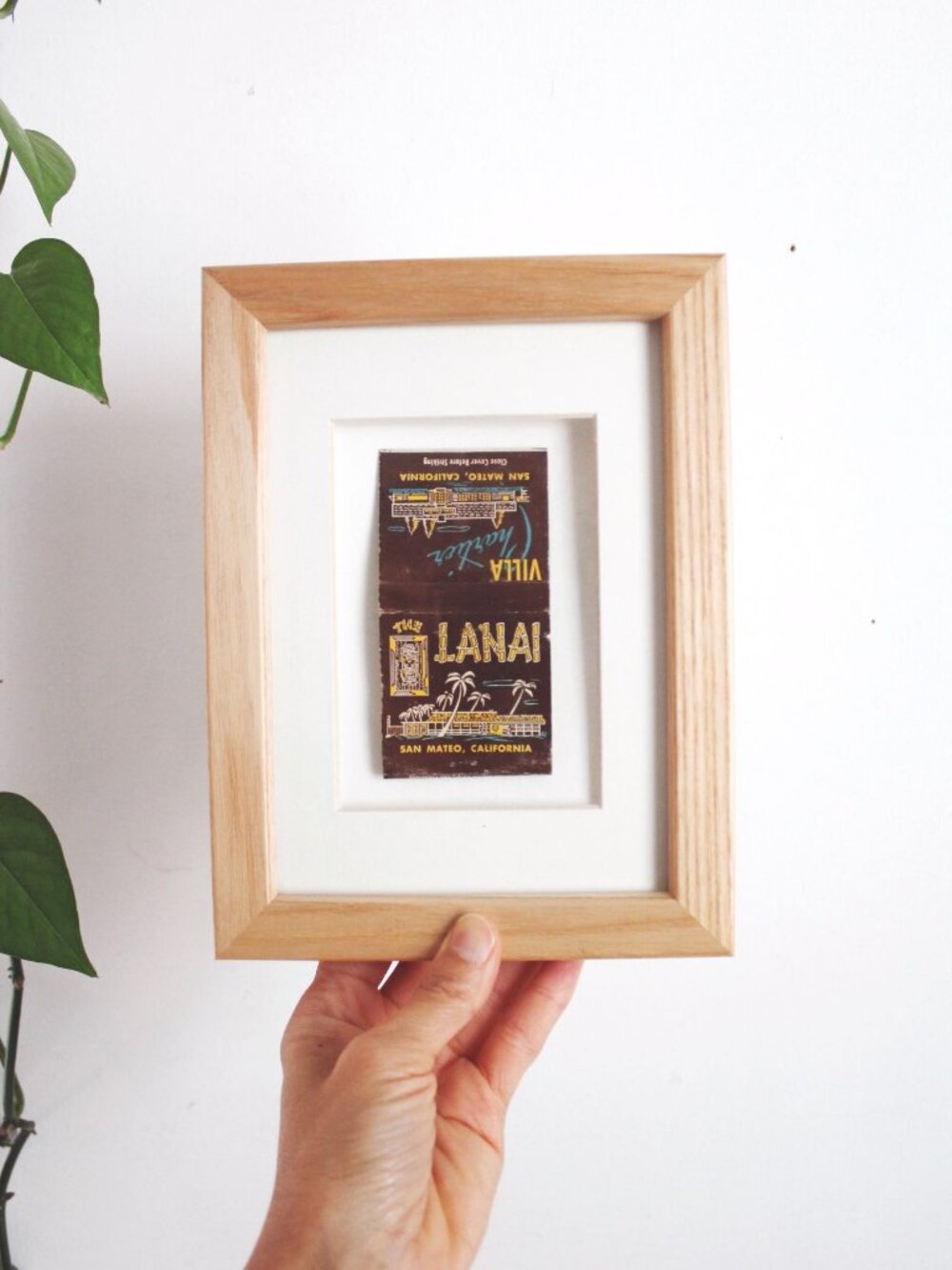 Vintage Framed Matchbook Cover Villa Lanai San Mateo California Wall Art Decor T